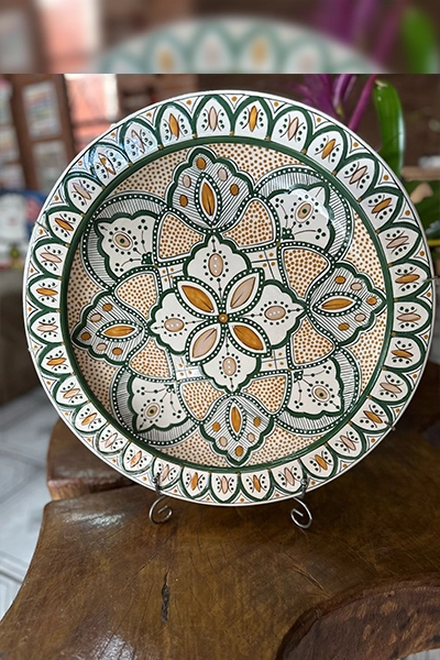 CENTRO MARROQUINO GG VERDE ESCURO /BEGE